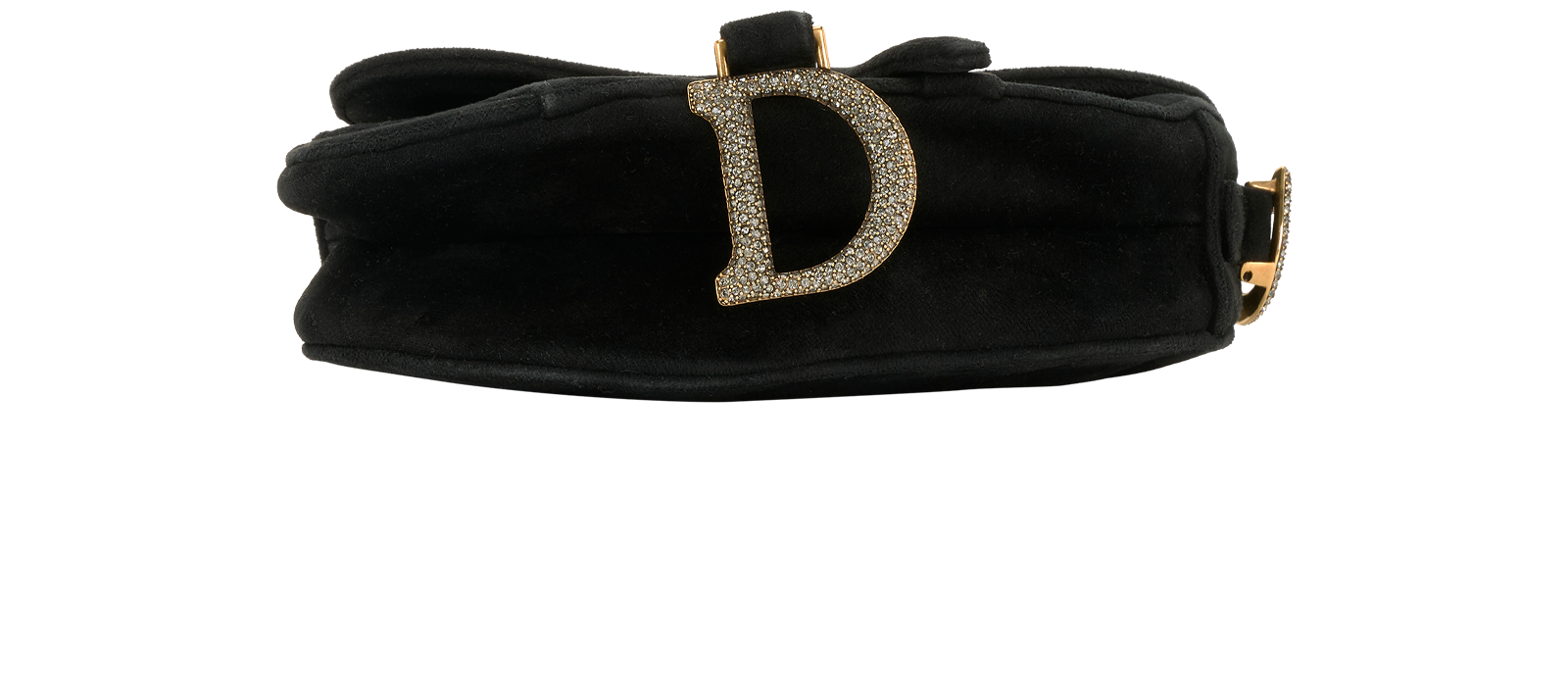 Crystal Mini Saddle, &pound;1,800, Handbags, Black, Suede, Top view